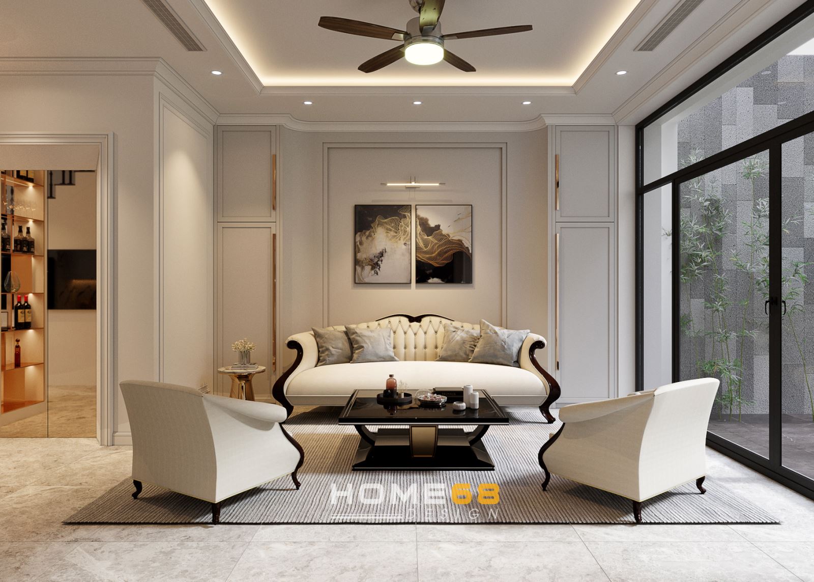 Dự án thiết kế nội thất phòng khách tân cổ điển đẹp, ân tượng tại Hải Phòng
