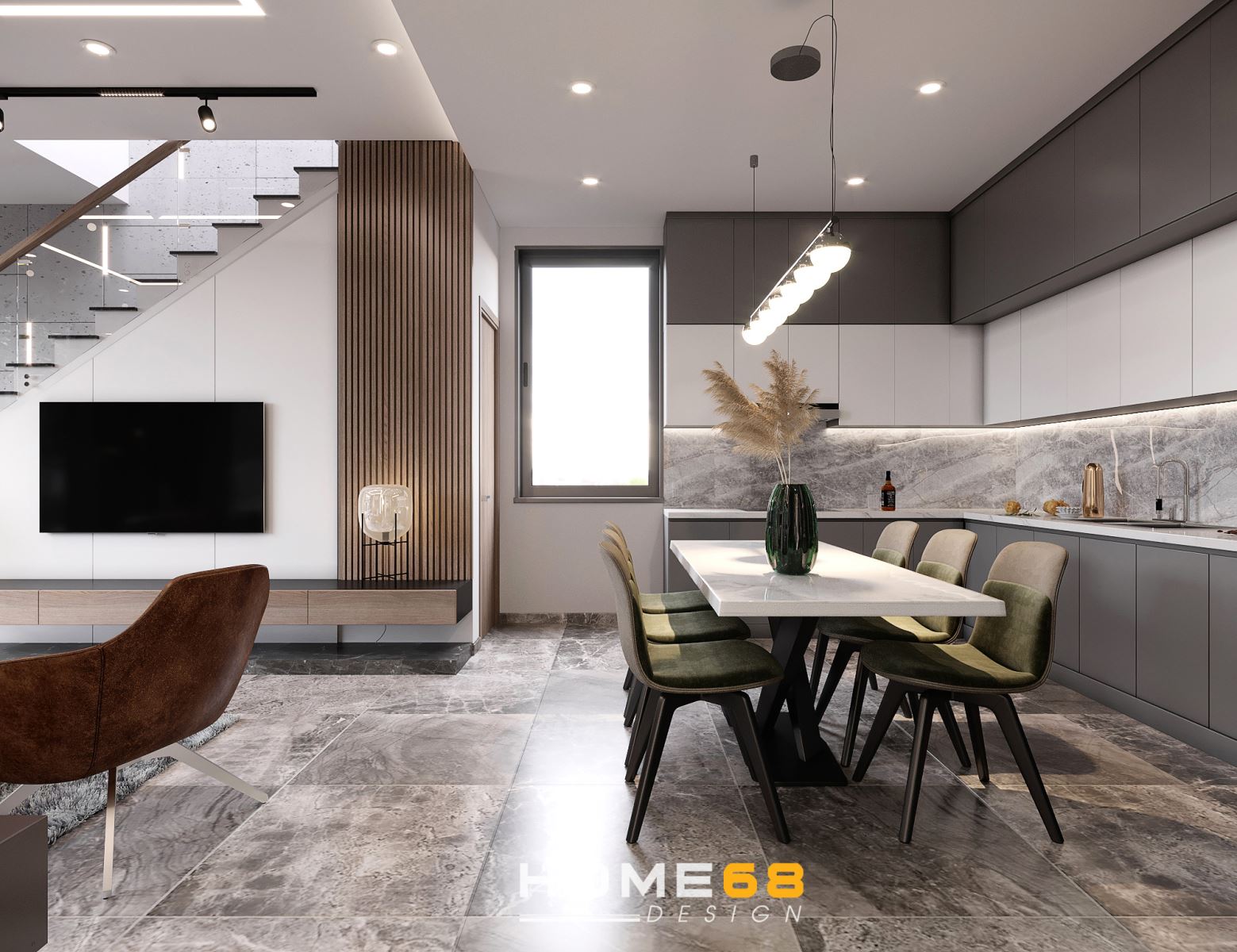 Mẫu tủ bếp Laminate hiện đại, tinh tế thiết kế bởi HOME68