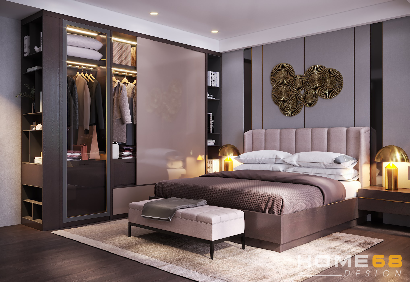 Thiết kế nội thất phòng ngủ master hiện đại, sang trọng- HOME68