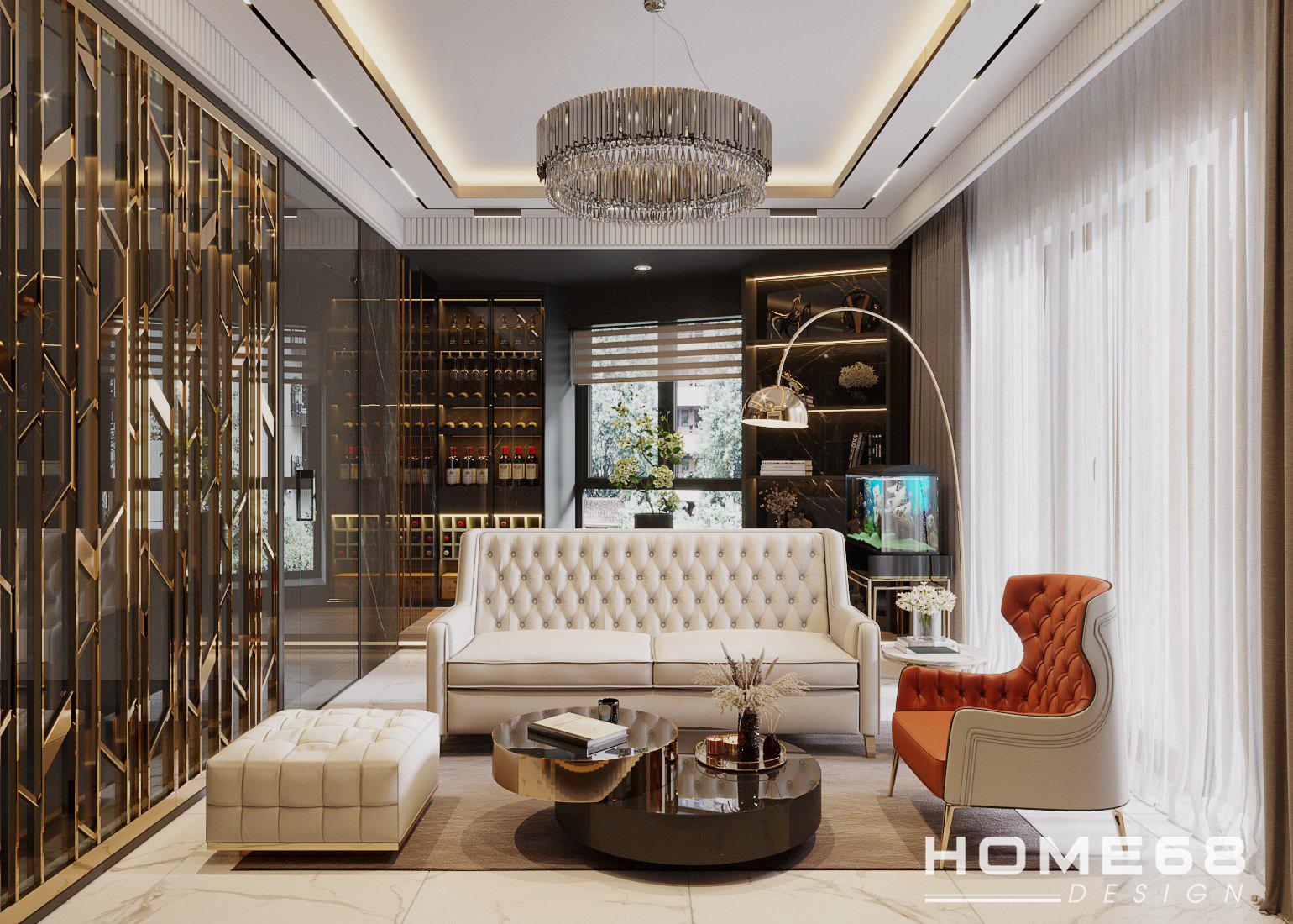 HOME68 thiết kế nội thất phòng khách sang trọng, hiện đại