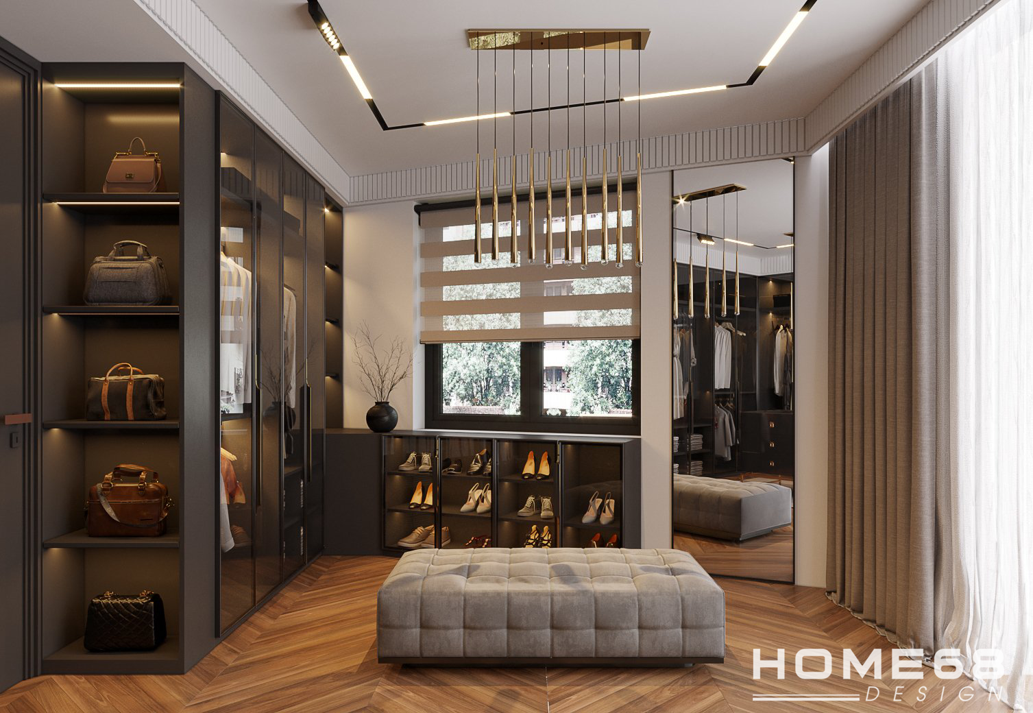 Thiết kế nội thất phòng thay đồ đep, sang trọng- HOME68
