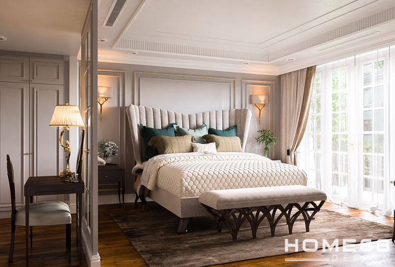 Dự án thiết kế nội thất phòng ngủ master tân cổ luxury sang trọng của HOME68