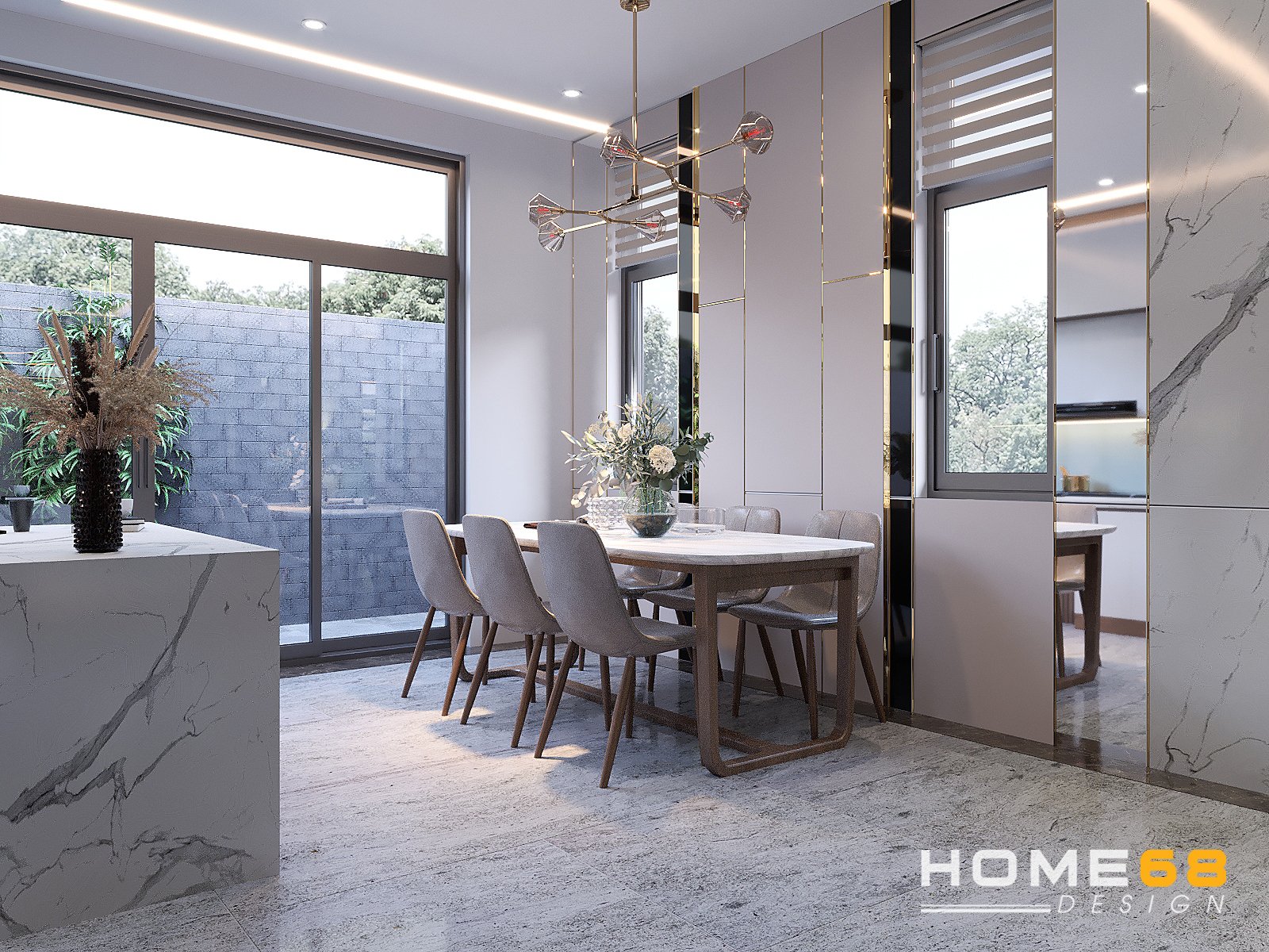 Thiết kế nội thất phòng bếp hiện đại, tiện nghi- HOME68
