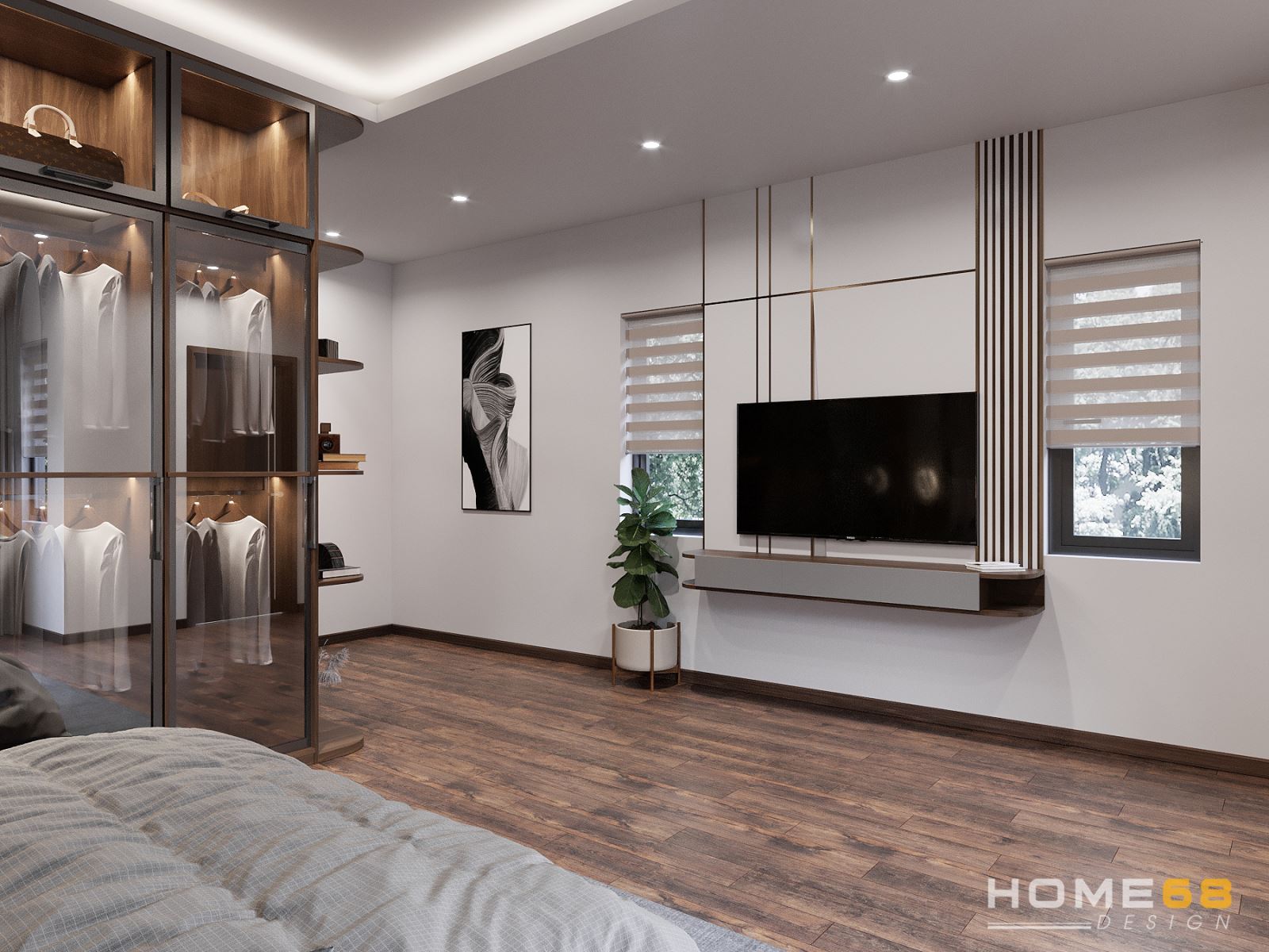 Thiết kế nội thất phòng ngủ master hiện đại, đẳng cấp- HOME68