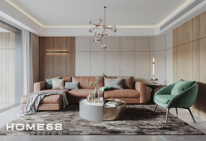 Thiết kế nội thất phòng khách hiện đại, sang trọng- HOME68