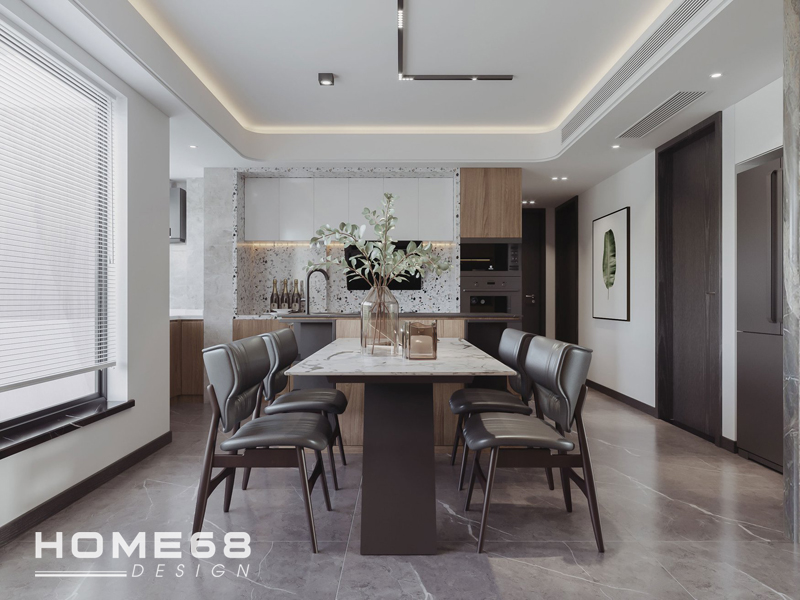 Hệ tủ bếp cao cấp với màu sắc nhẹ nhàng, sang trọng- HOME68