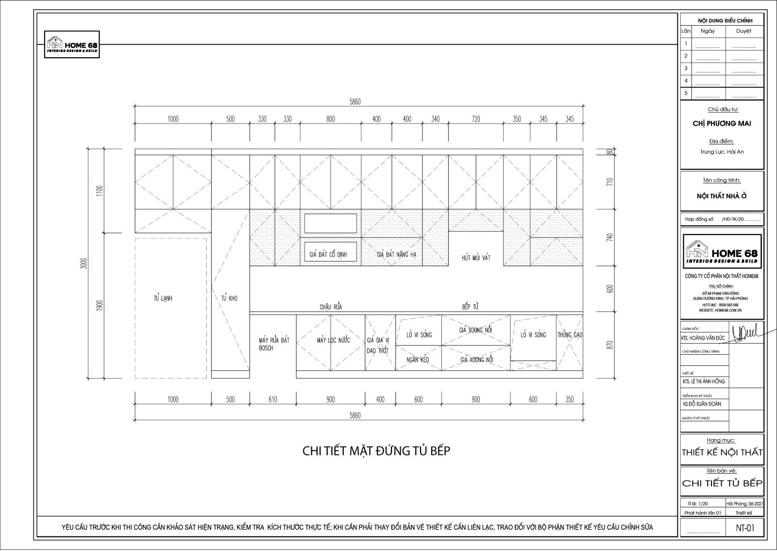 Bản vẽ mặt đứng tủ bếp cánh hợp kim nhôm,mặt kính cường lực của HOME68