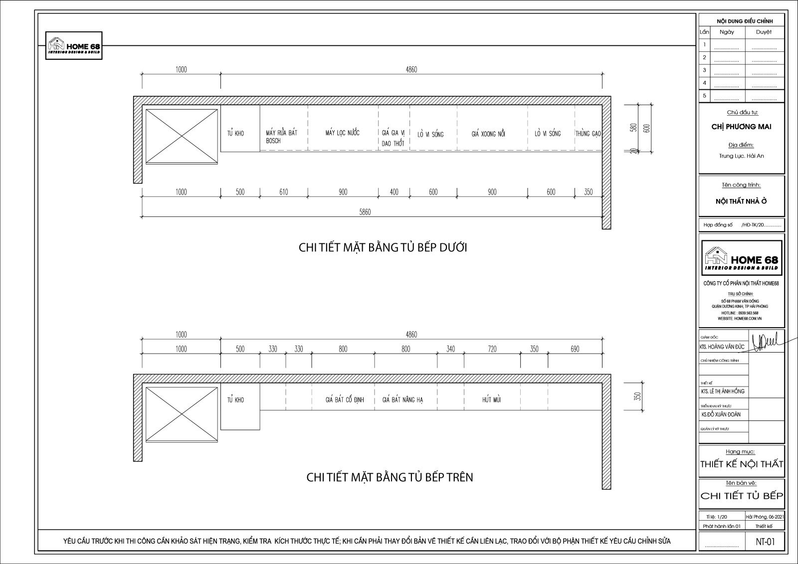 Bản vẽ mặt bằng tủ bếp cánh hợp kim nhôm,mặt kính cường lực của HOME68