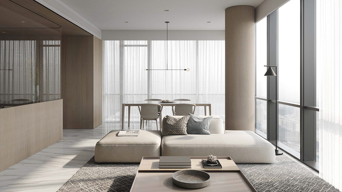 Thiết kế nội thất phòng khách tối giản đẹp, tinh tế- HOME68