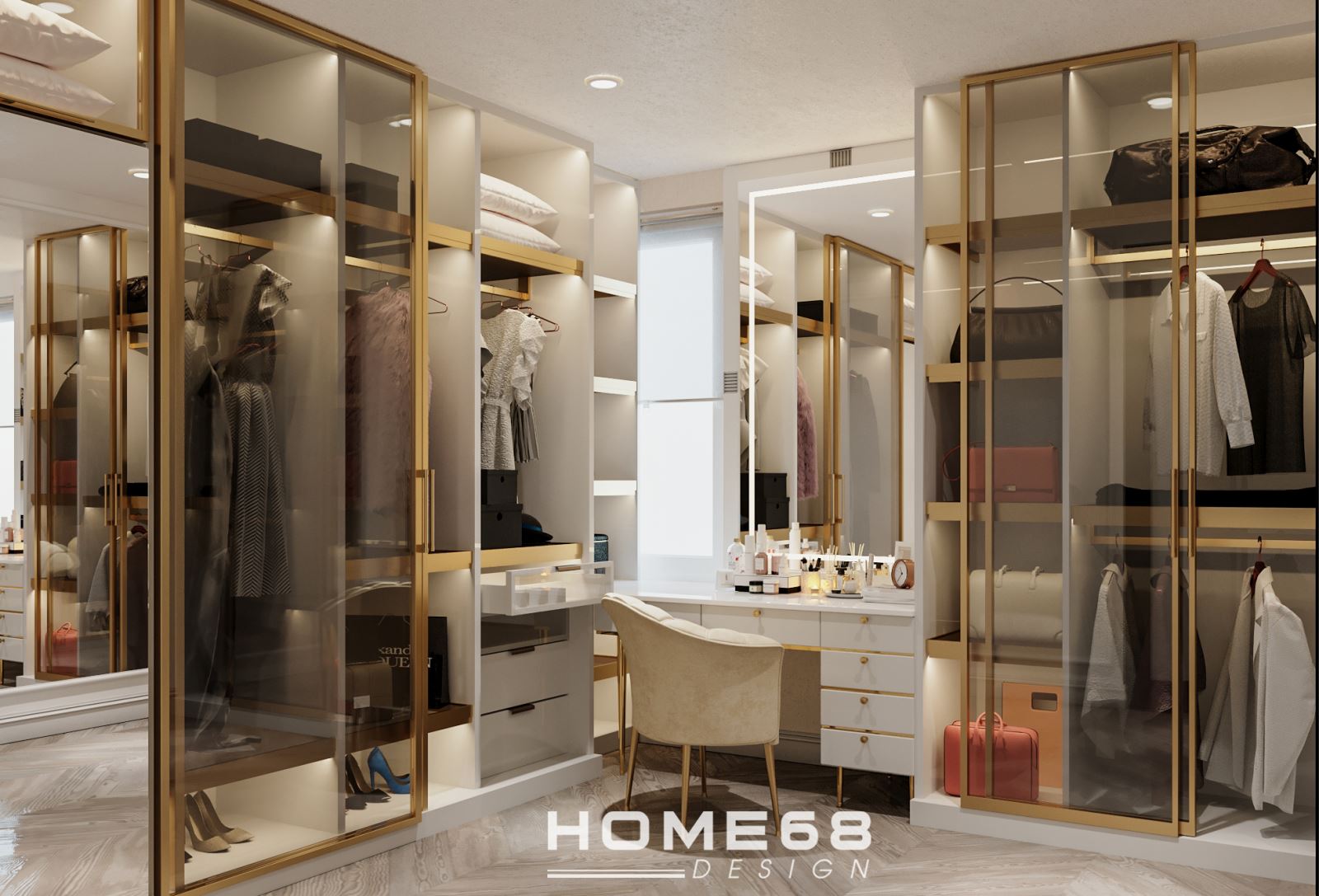 Phòng thay đồ  được thiết kế tiện nghi, hiện đại