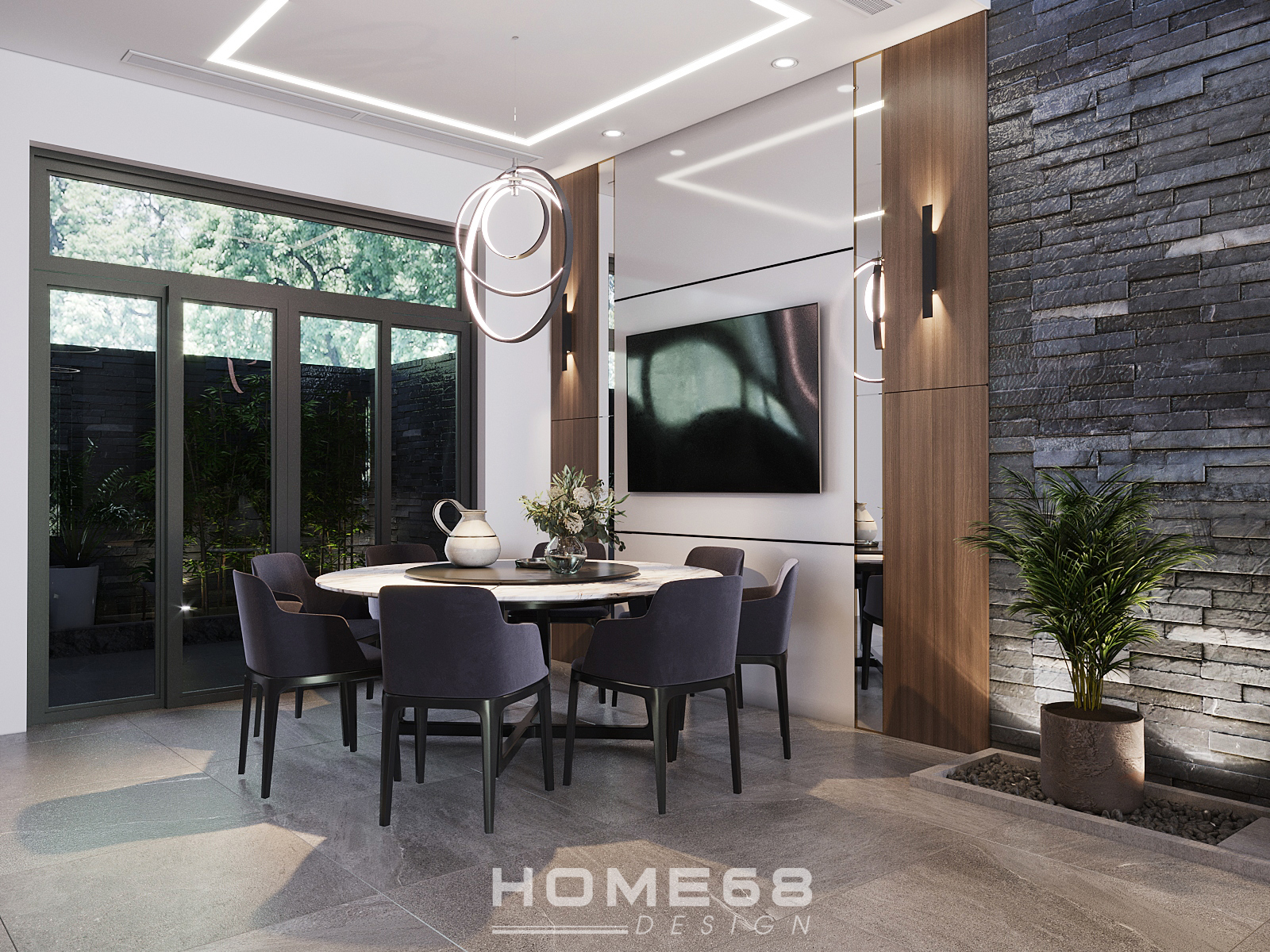 Bàn ăn tròn đơn giản, ấm cúng nội thất tinh tế từ HOME68