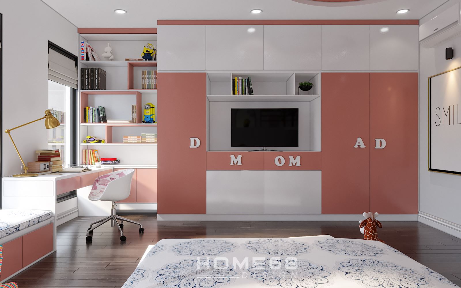 Góc học tập được thiết kế hiện đại, tiện nghi