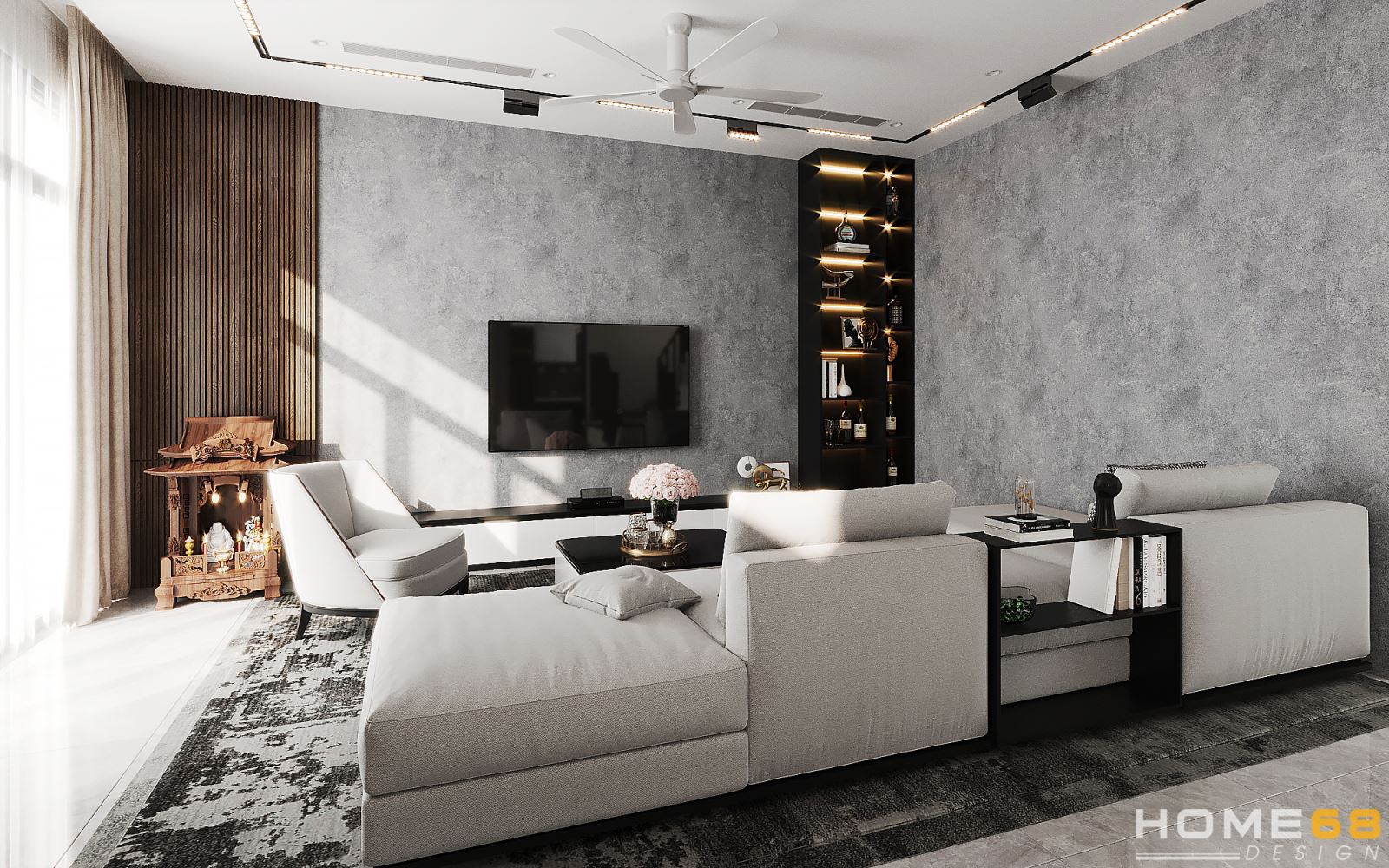 Mẫu thiết kế nội thất phòng khách hiện đại, đẹp không thể rời mắt- HOME68