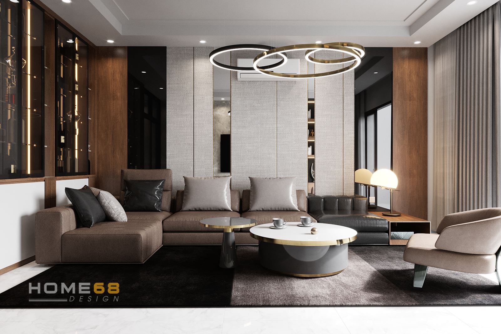 Mẫu thiết kês nội thất phòng khách hiện đại, ấn tượng- HOME68