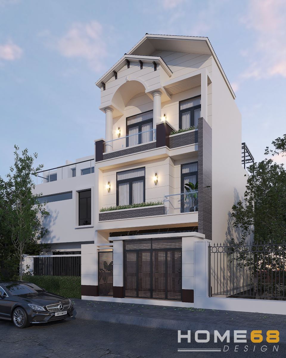 Thiết kế kiến trúc nhà phố 3 tầng mái thái hiện đại- HOME68