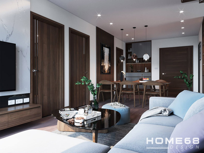 Thiết kế nội thất phòng khách liên thông phòng ăn hiện đại, tiện nghi