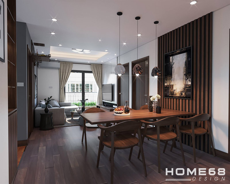 Đèn chùm độc đáo kết hợp những bức tranh nghệ thuật tạo nên một không gian tinh tế, đặc sắc vô cùng