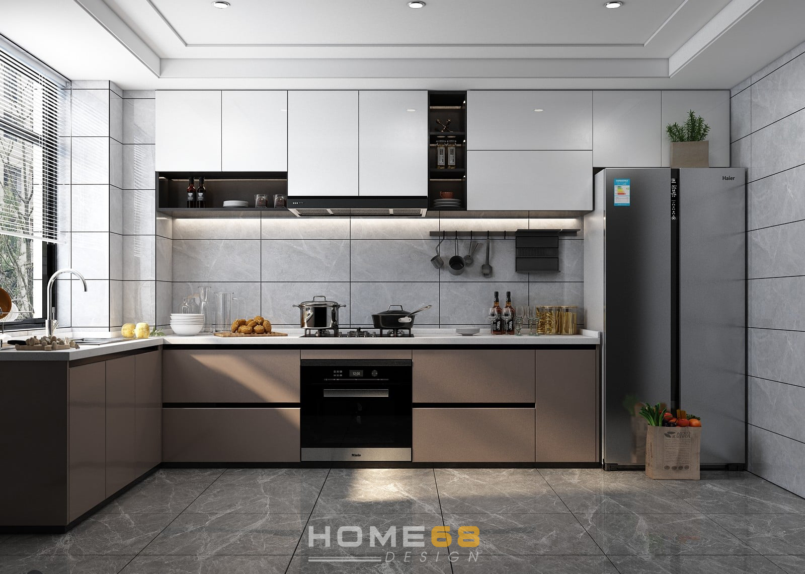 Tủ bếp nhựa Acrylic đơn giản, thanh lịch C13- HOME68