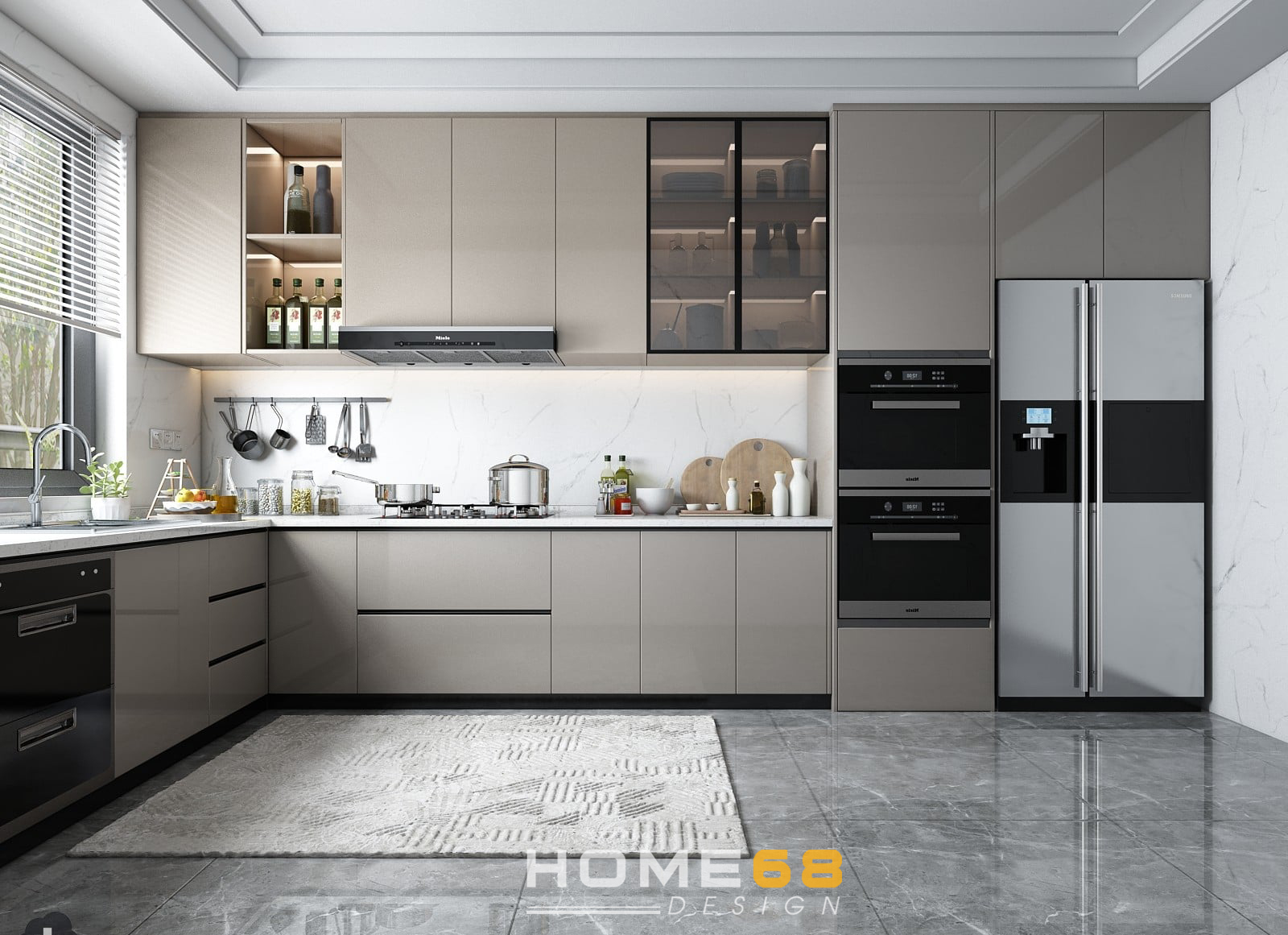 Tủ bếp Acrylic hiện đại, tiện nghi C15- HOME68