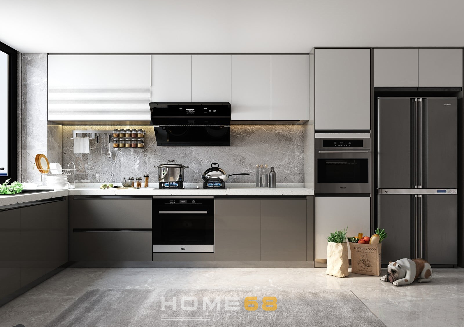 Tủ bếp Acrylic thiết kế độc đáo, ấn tượng C16- HOME68