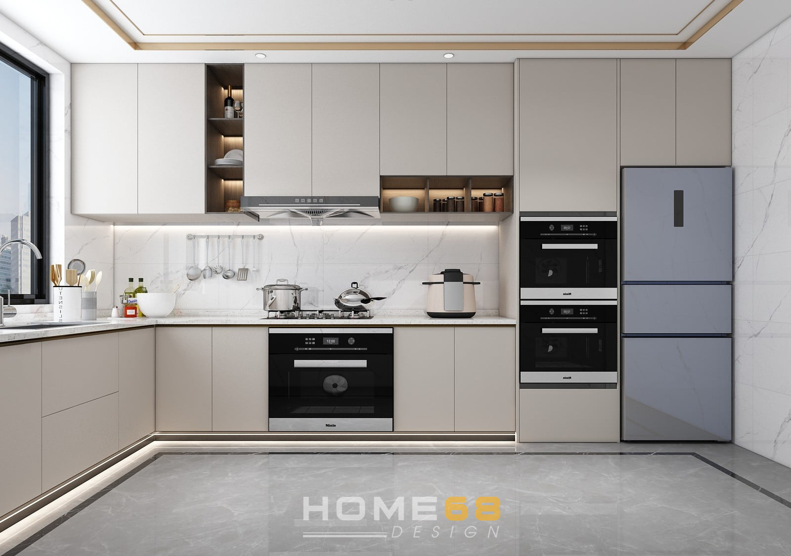 Tủ bếp Acrylic thiết kế trang nhã, tinh tế C17
