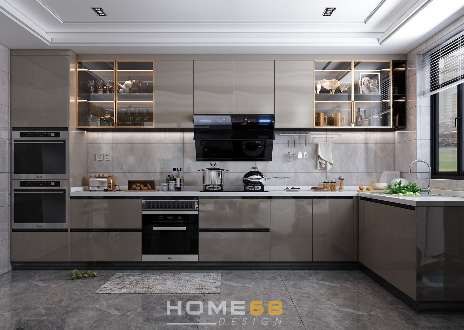 Tủ bếp cánh phủ Acrylic đơn sắc đầy tao nhã, ấn tượng C20- HOME68