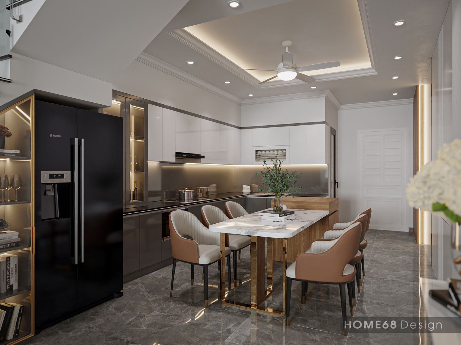 Tủ bếp nhựa Picomat cánh phủ Acrylic hiện đại nhà anh Hải tại Hải Phòng