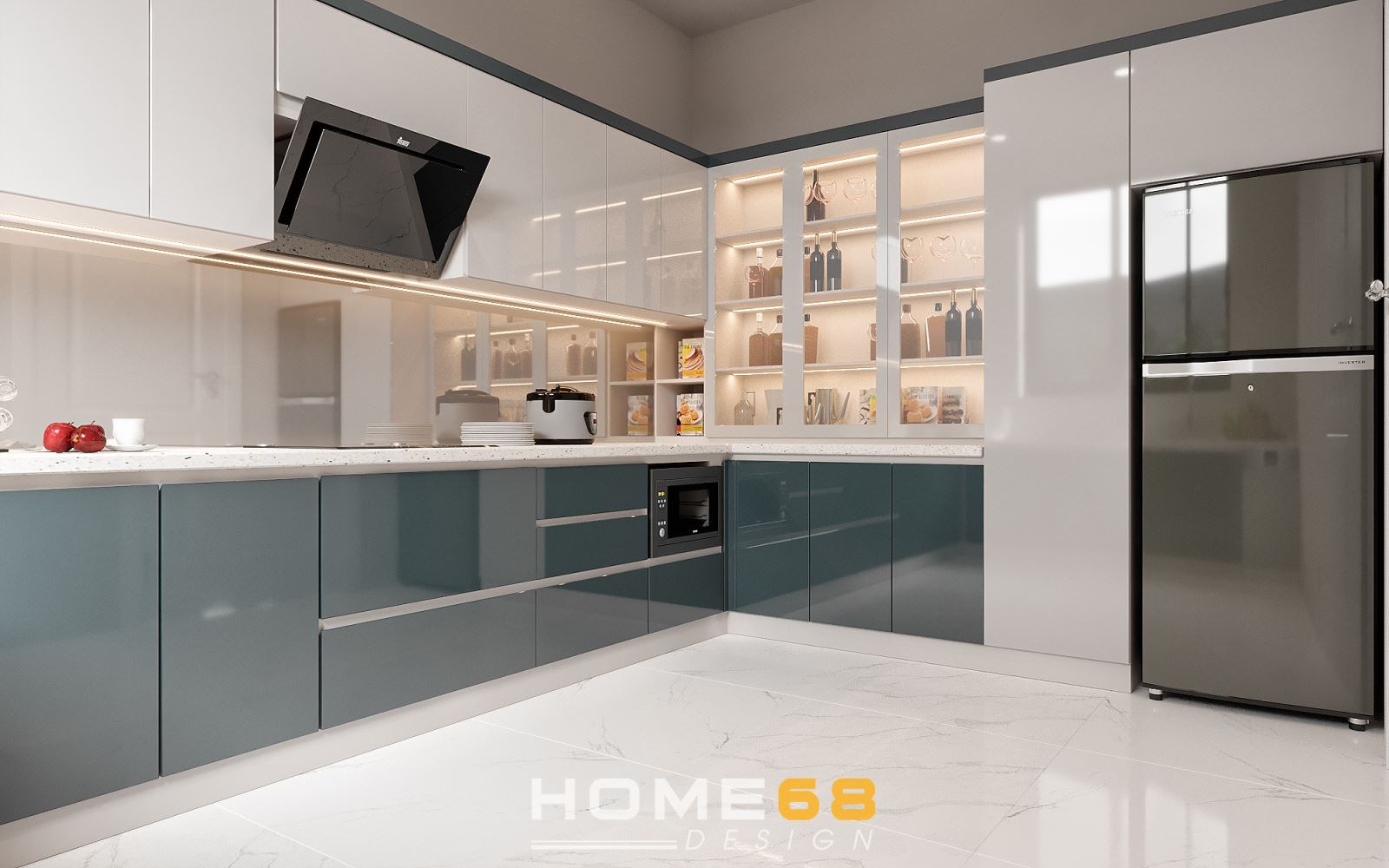 Tủ bếp nhựa Picomat, cánh phủ Acrylic chính hãng, giá tốt tại Hải Phòng