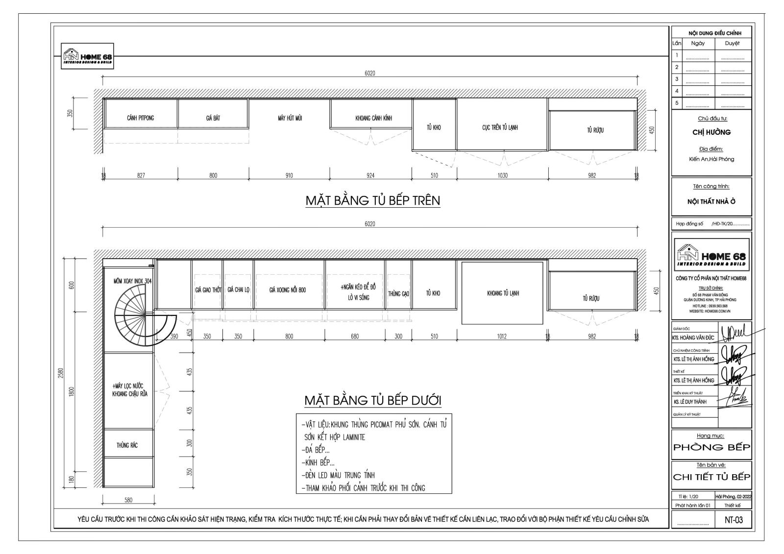 Dự án thiết kế tủ bếp khung nhựa Picomat sơn men cao cấp đẹp, ấn tượng tại Hải Phòng