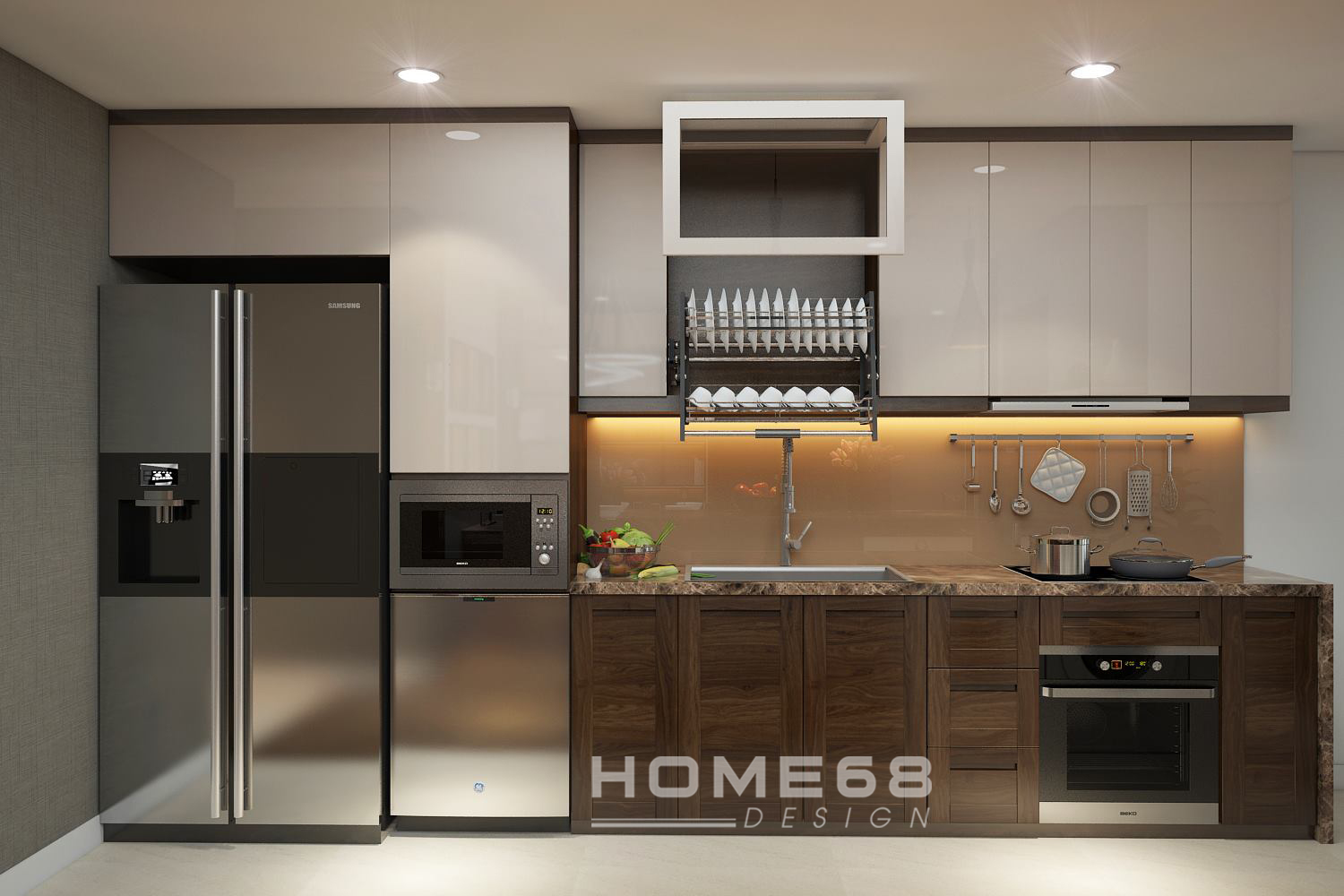 Căn bếp ngăn nắp góp phần giúp không nhà thêm thoáng đãng, thoải mái- HOME68