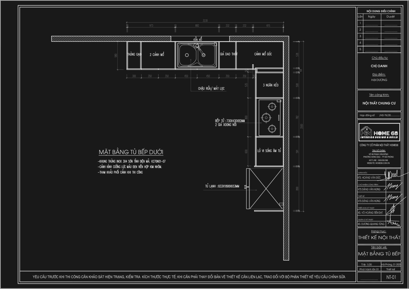 Thiết kế nội thất bếp hiện đại, tiện nghi - HOME68