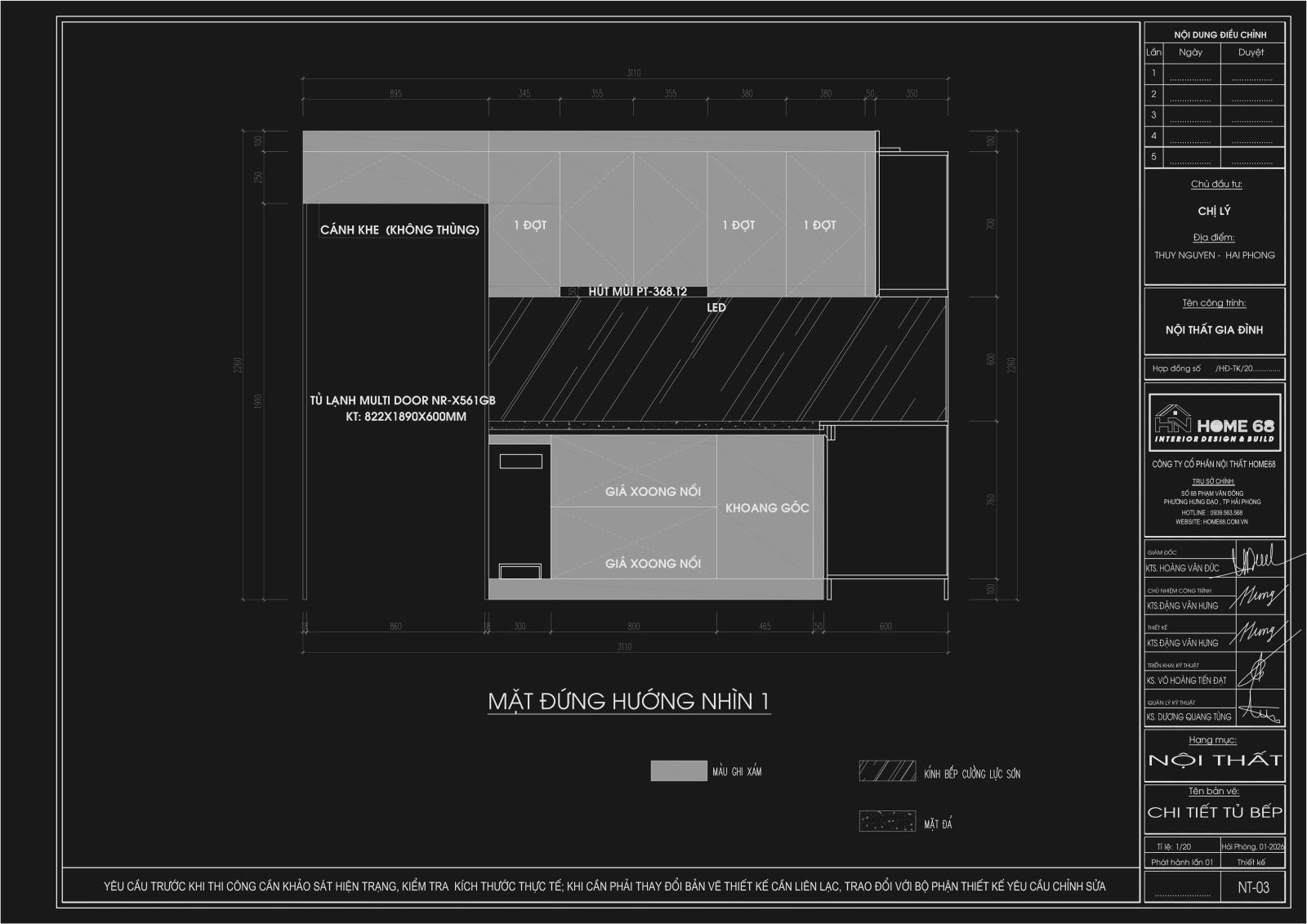 Mẫu tủ bếp cánh kính cường lực đẹp, sang trọng tại Hải Phòng
