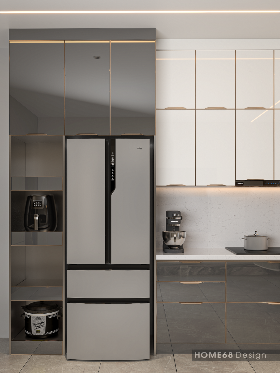 Tủ bếp inox cánh kính cường lực tại Ngô Gia Tự, Hải Phòng - CĐT Chị Nga