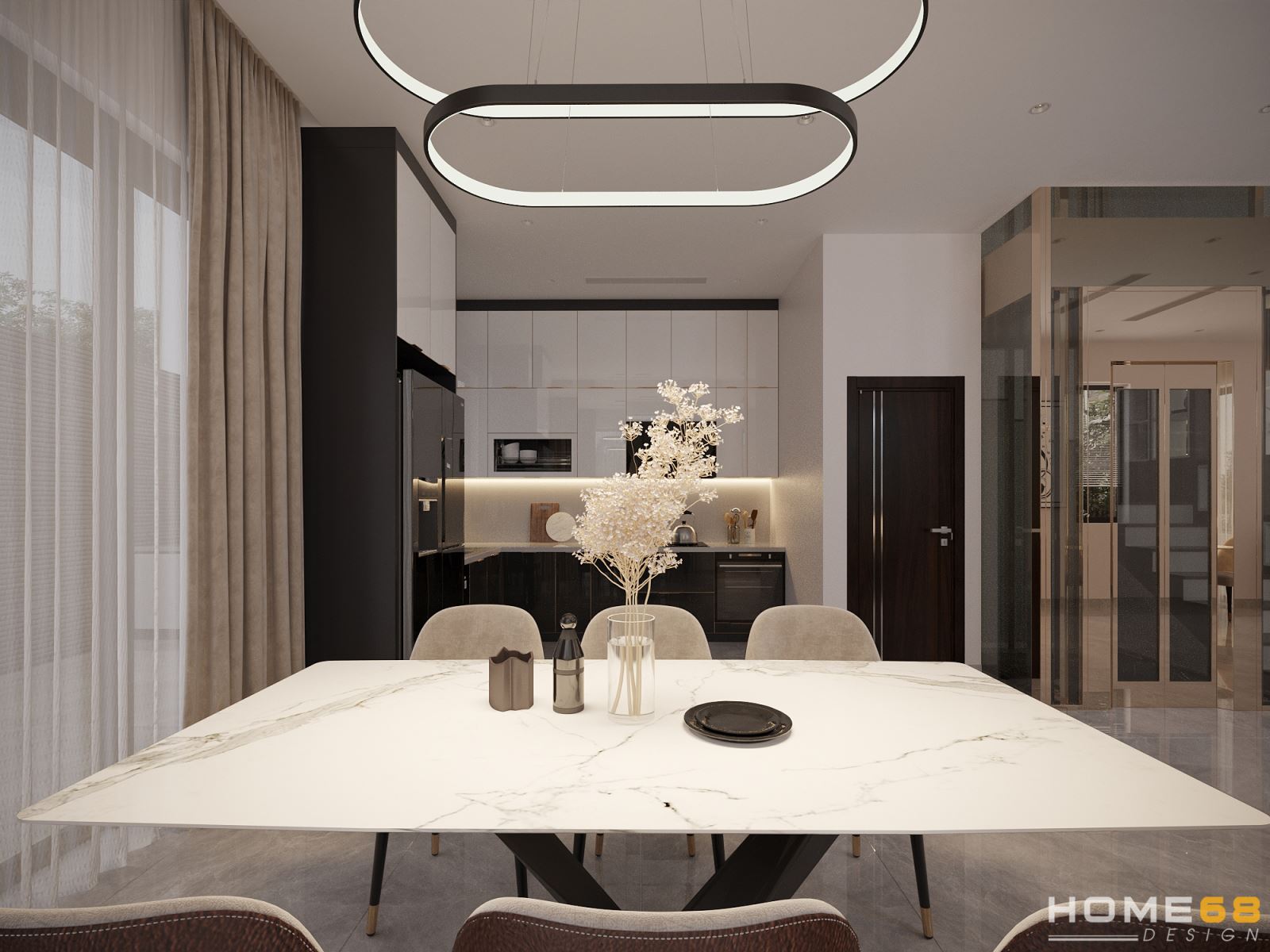 Mẫu tủ bếp cánh kính cường lực đẹp, tinh tế tại Hải Phòng