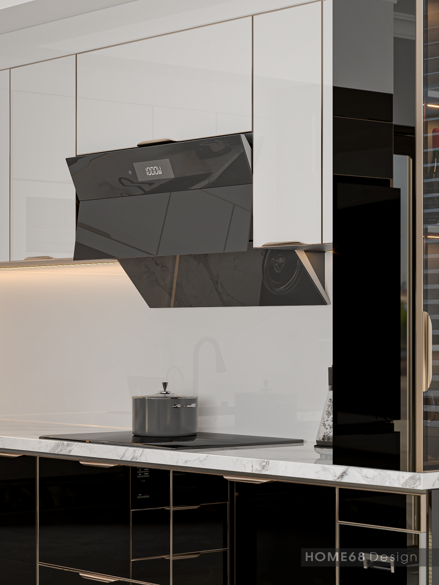 Tủ bếp inox cánh kính cường lực tại Chùa Hàng, Hải Phòng - CĐT Cô Đào