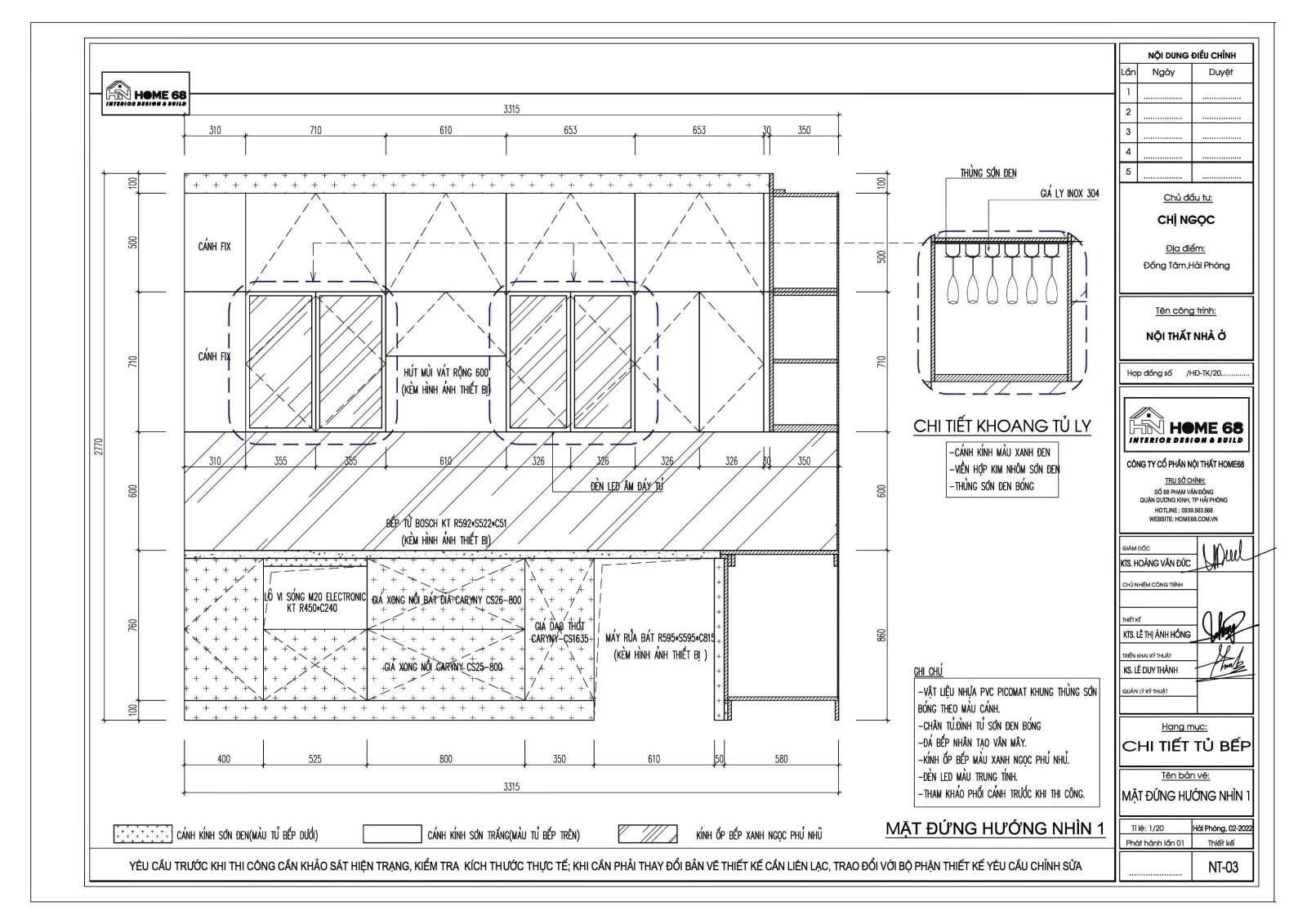 Thiết kế tủ bếp cánh kính khung nhựa Picomat hiện đại, ấn tượng- HOME68