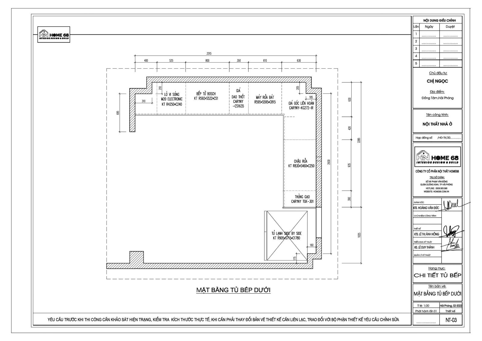 Tủ bếp cánh kinh khung nhựa Picomat bền, đẹp- Thiết kế bởi HOME68