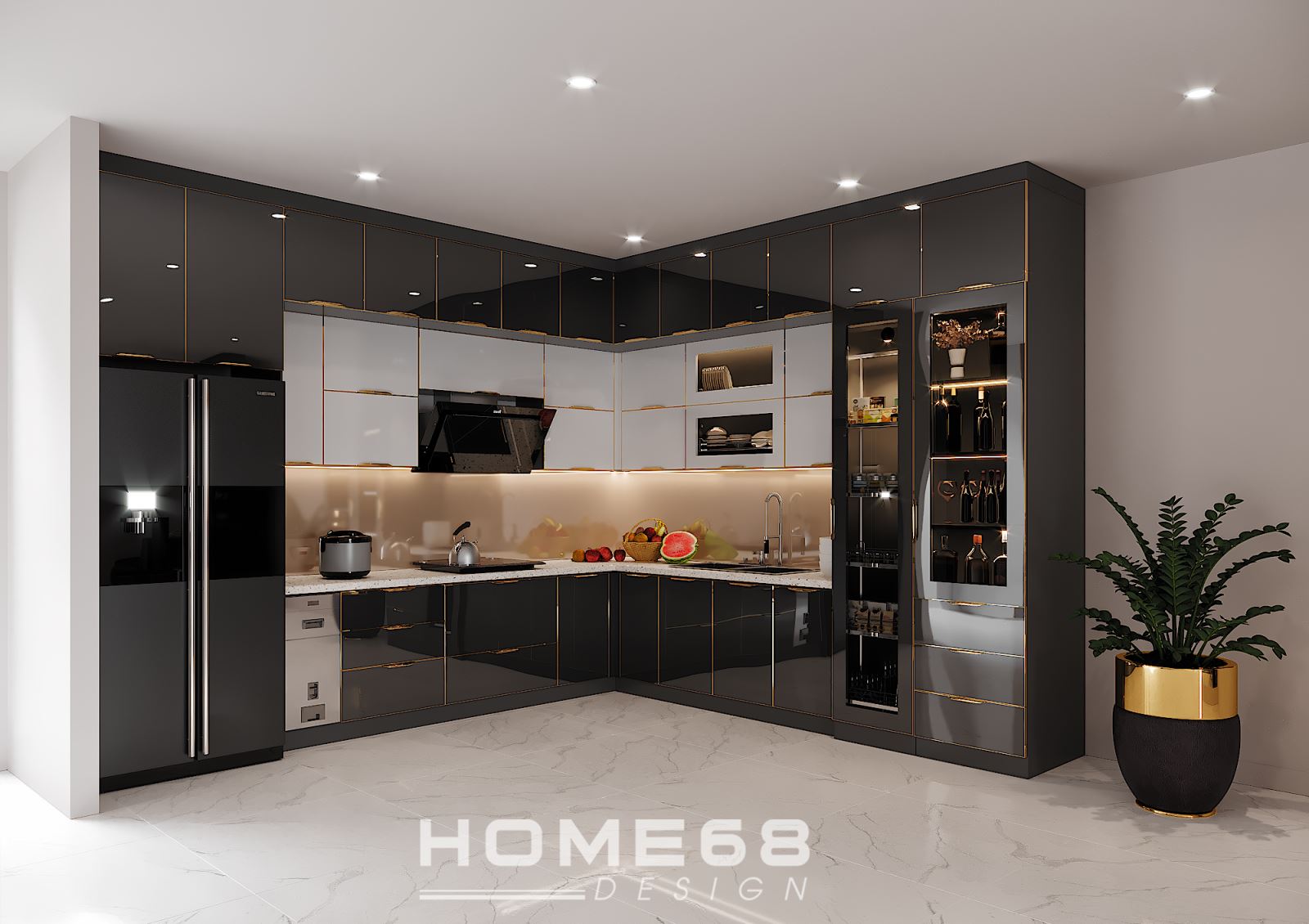 Tủ bếp chữ L hiện đại, tinh tế- HOME68