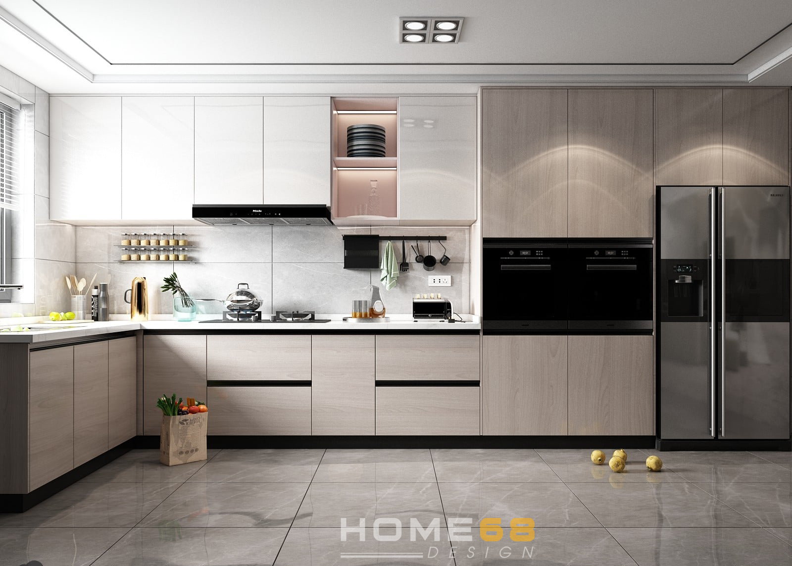 Tủ bếp Laminate màu sắc trang nhã, hiện đại LAM 06- HOME68