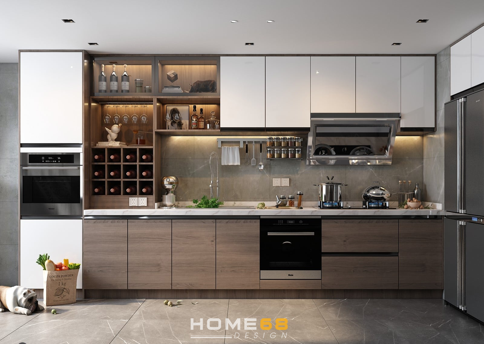 Mẫu tủ bếp nhựa Picomat cánh phủ Laminate đẹp, hiện đại tại HOME68