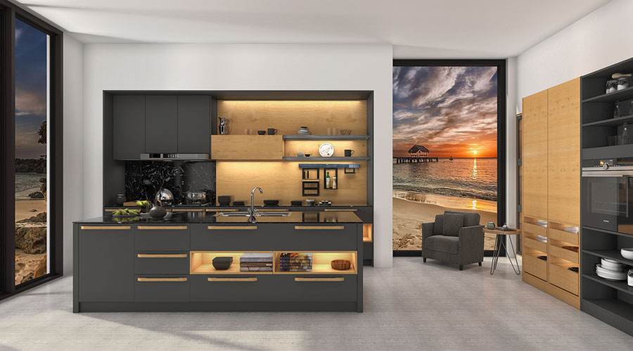 Thiết kế tủ bếp Laminate với bàn đảo đấy cuốn hút- HOME68