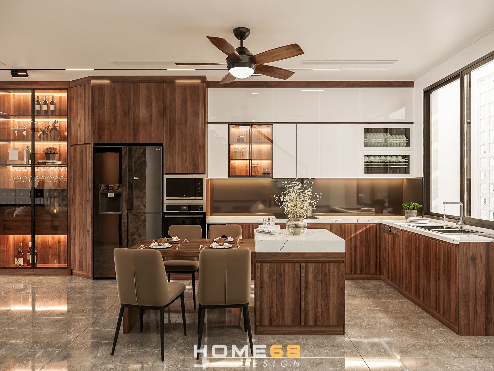 Tủ bếp nhựa Picomat phủ Laminate nhà chị Giang tại Hải An, Hải Phòng