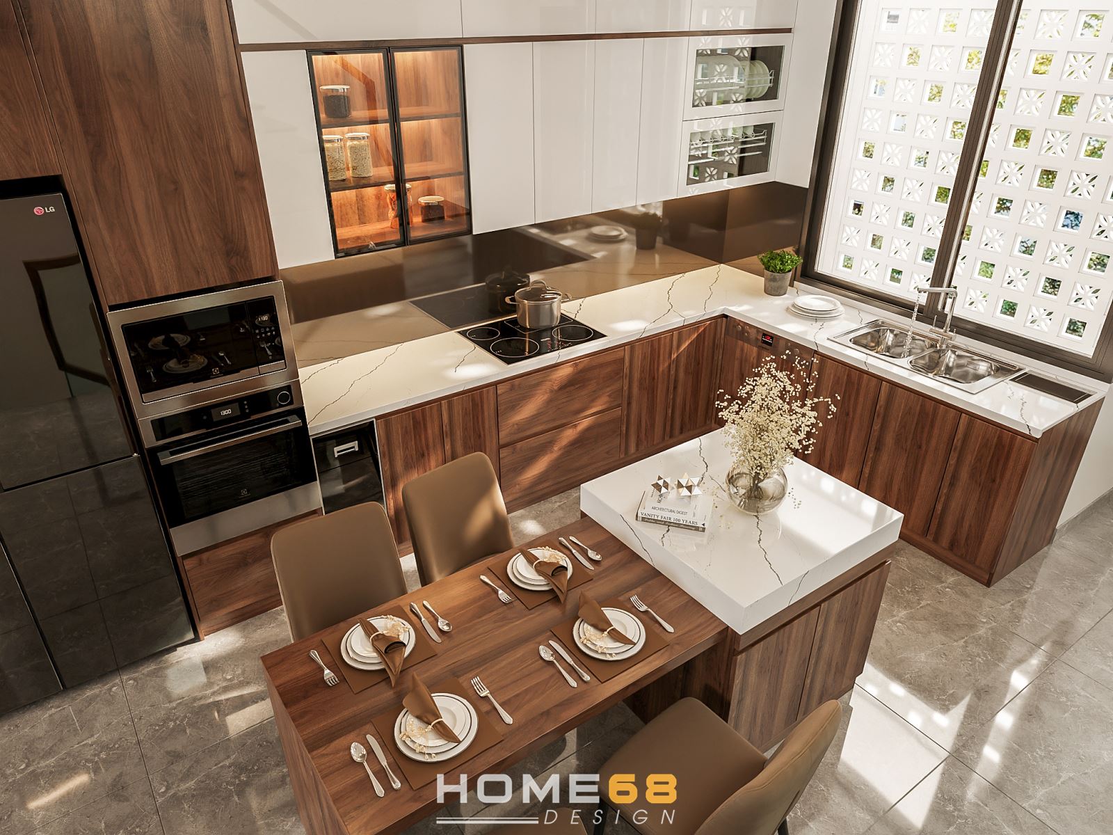 HOME68 thi công, thiết kế tủ bếp nhựa Picomat phủ Laminate đẹp, hiện đại