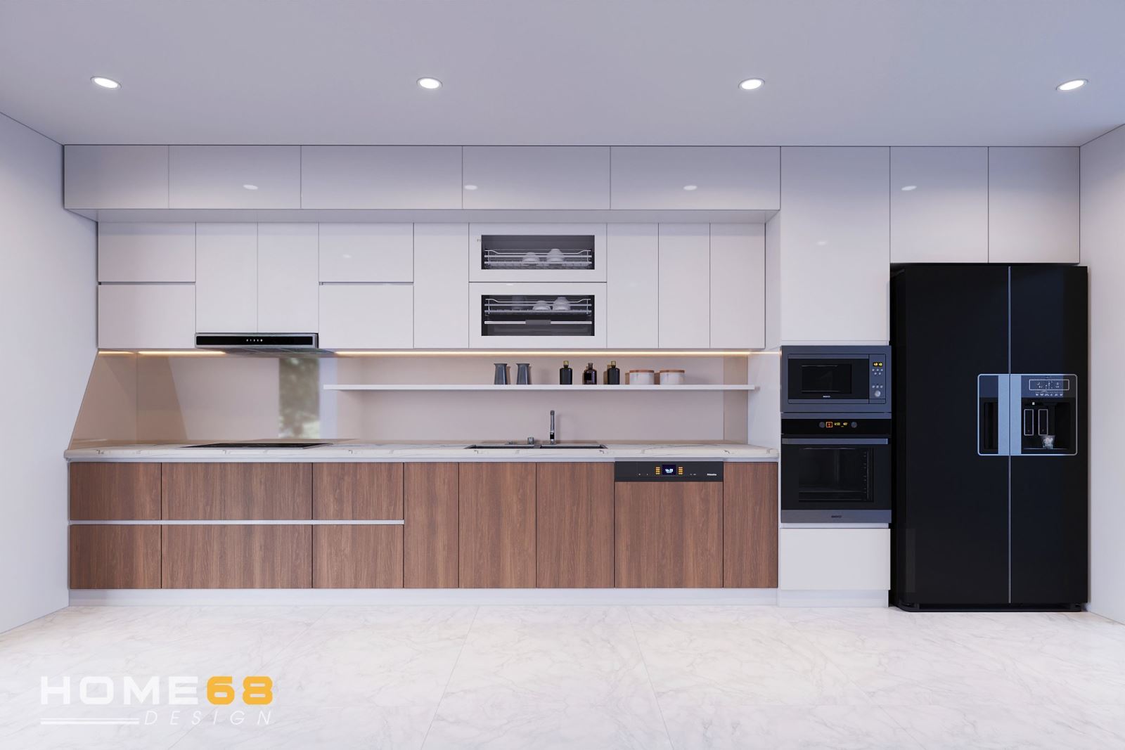 Tủ bếp khung nhựa Picomat kết hợp dán Laminate- CĐT anh Vương tại Tôn Đức Thắng, Hải Phòng