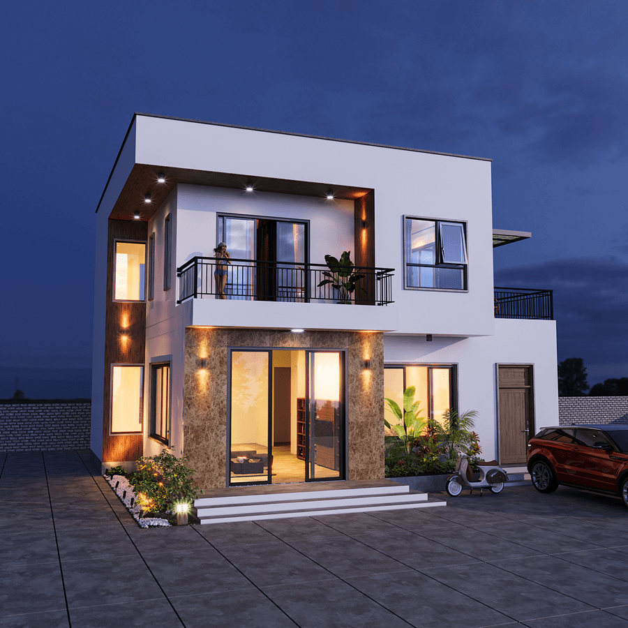 Thiết kế kiến trúc biệt thự mini 2 tầng hiện đại, thanh lịch- HOME68