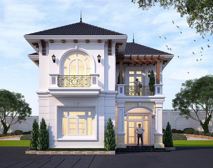 Mẫu biệt thự mini tân cổ điển cuốn hút, thanh lịch- HOME68