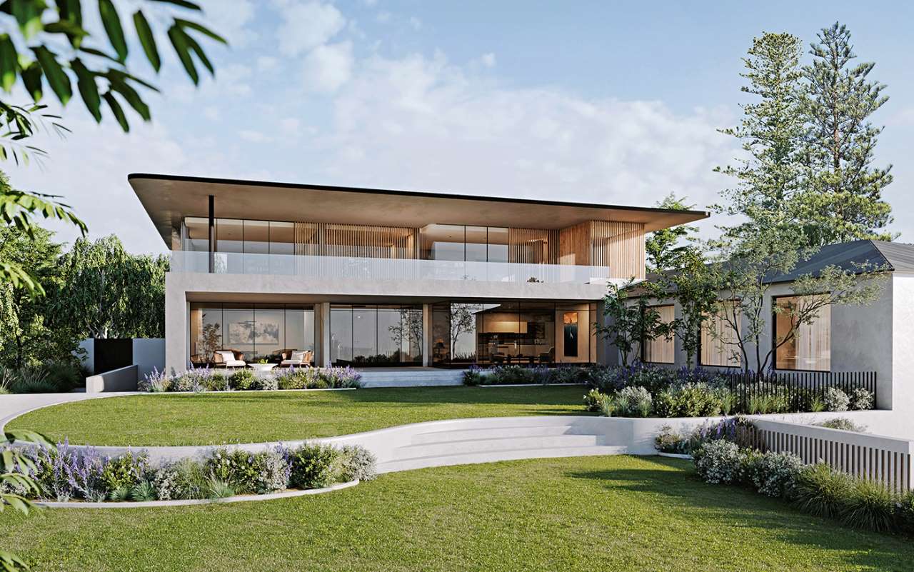 Mẫu thiết kế biệt thự sân vườn 2 tầng mái bằng hiện đại- HOME68