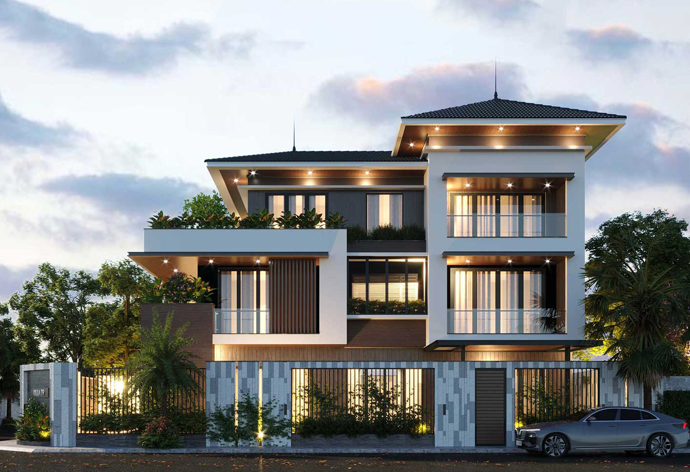 Mẫu thiết kế biệt thự sân vườn 3 tầng hiện đại, tinh tế- HOME68
