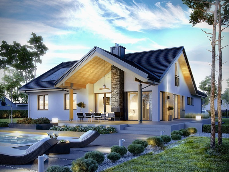 Mẫu thiết kế biệt thự sân vườn 1 tầng mái thái- HOME68