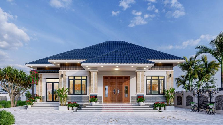Mẫu thiết kế biệt thự sân vườn 1 tầng- HOME68